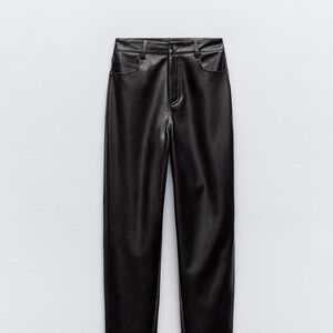 Zara Black Faux Leather High-Waist Trousers